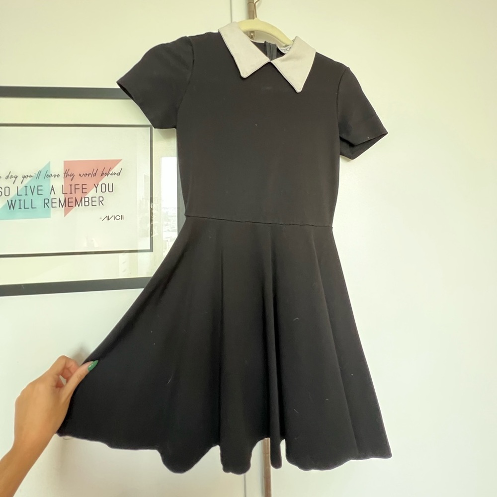 Collared Mini black Dress (Gypsy Warrior) XS